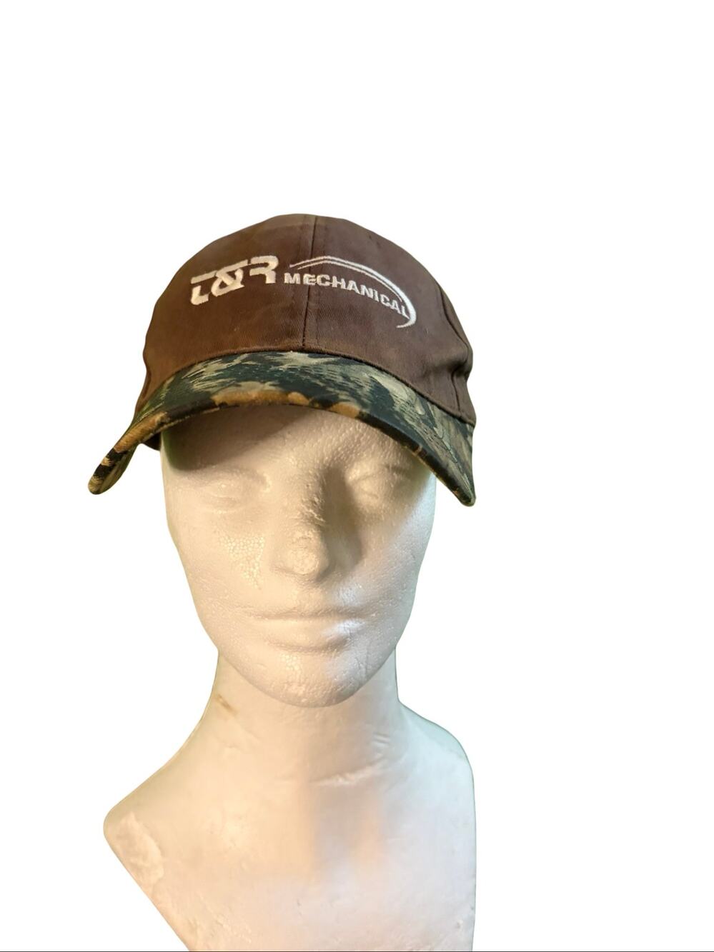 T&R Mechanical Brown Camo Brim Embroidered Adjustable Baseball Cap Hat